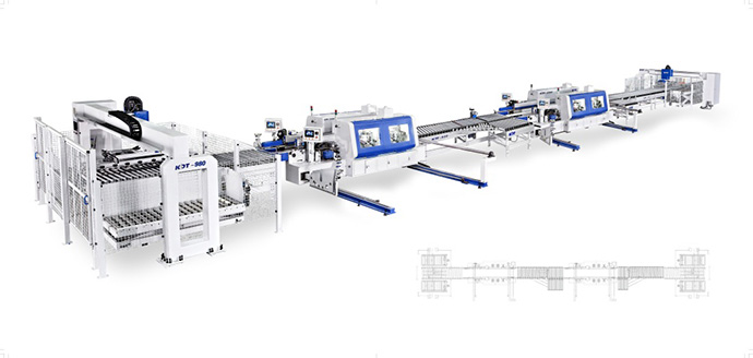 example of an automatic line with double-sided edge banding machines