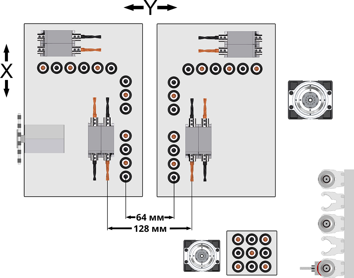 Configuration of the drilling group of the KDT KD-612KHSZA machine