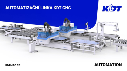 Automatická linka pro nesting KDT, založená na dvou CNC obráběcích centrech