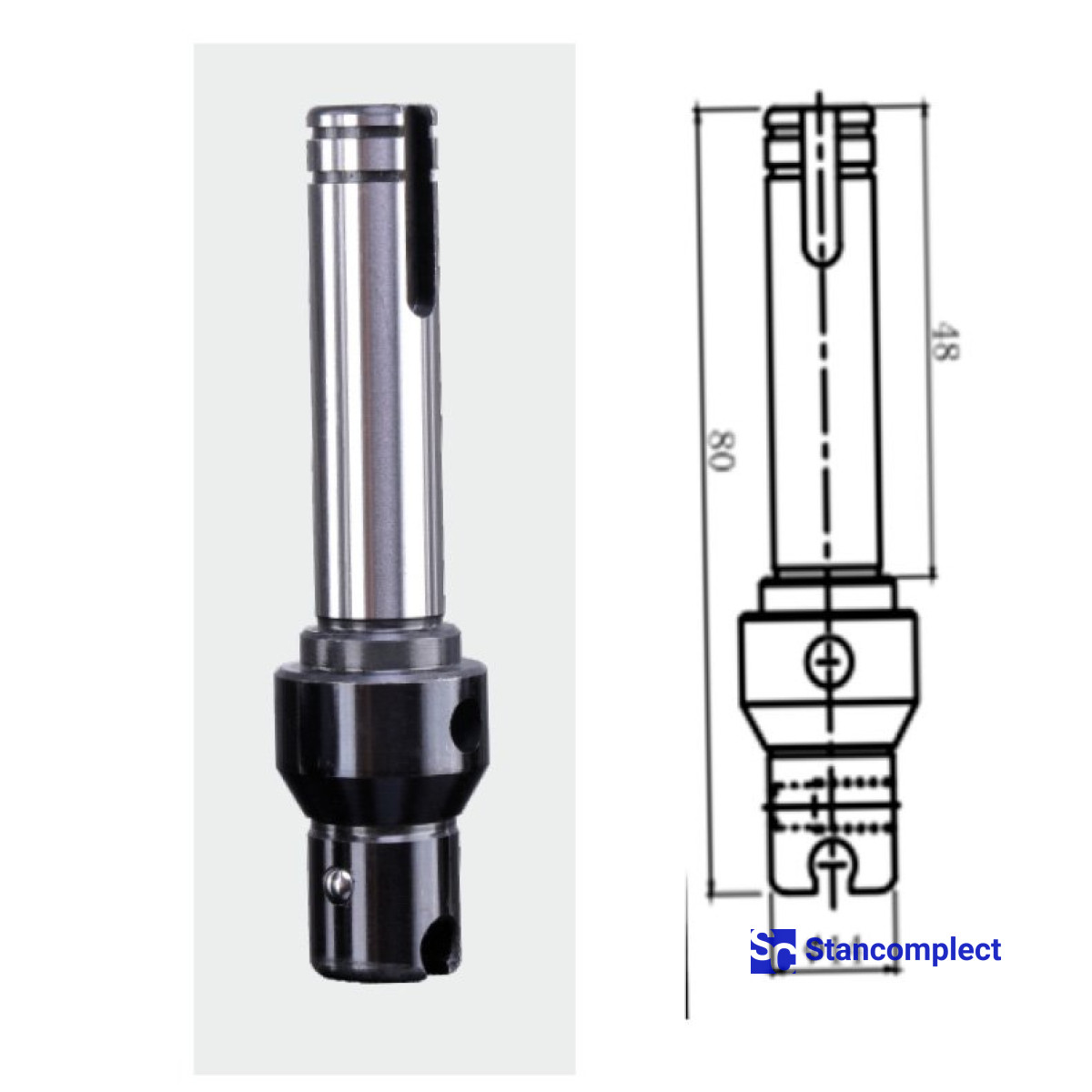 Spindle of drilling machine L - 80 mm D - 14 mm