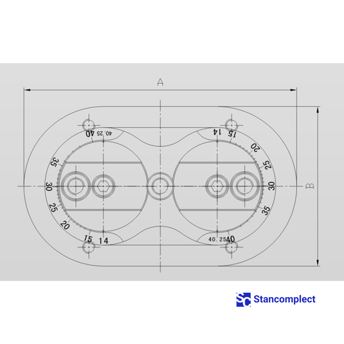 3-spindle drilling head with adjustable spindle spacing 14–90 mm