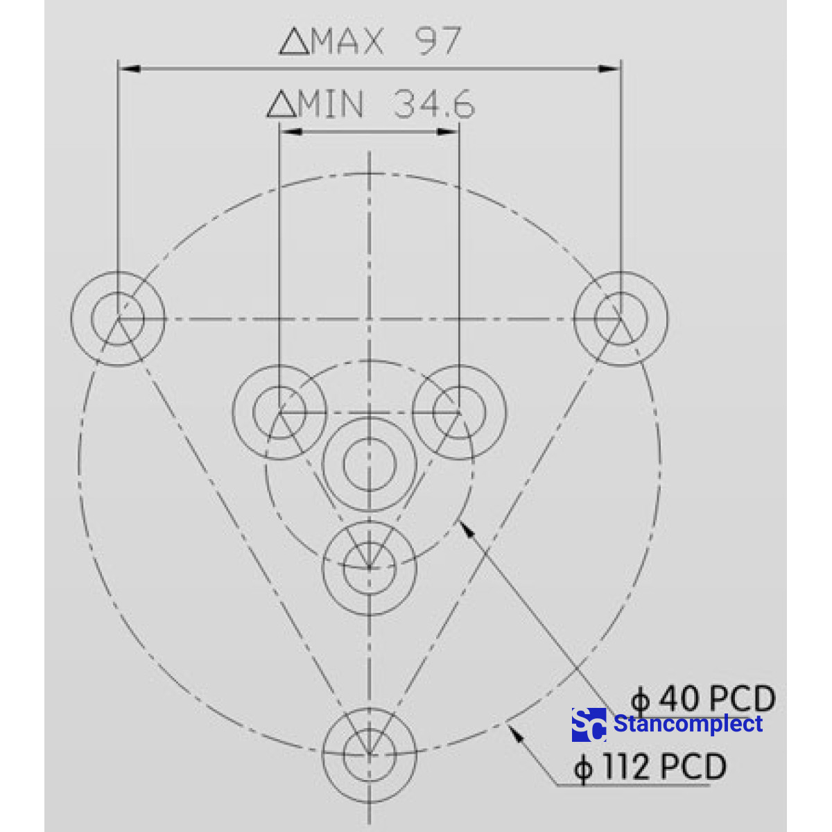 4-spindle drilling head with adjustable spindle spacing 20–112 mm