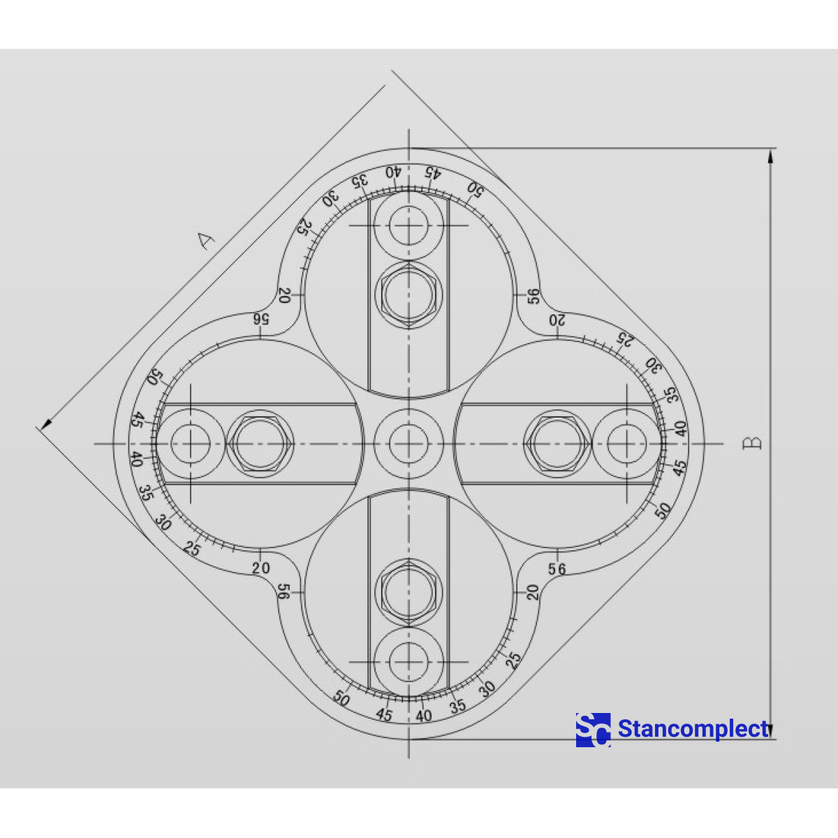 5-spindle drilling head with adjustable spindle spacing 29–79.9 mm