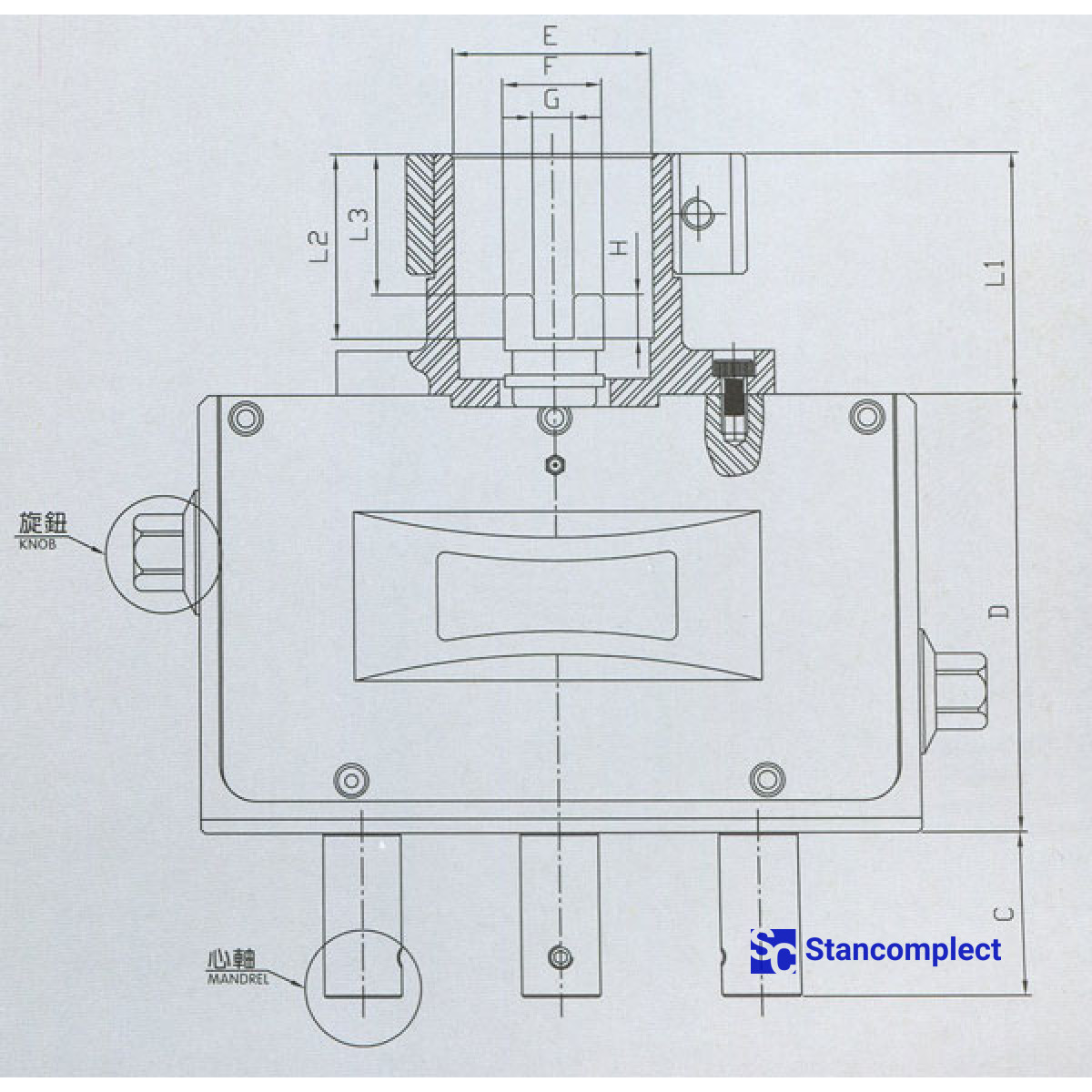 3-spindle drilling head with adjustable spindle spacing 20–100 mm