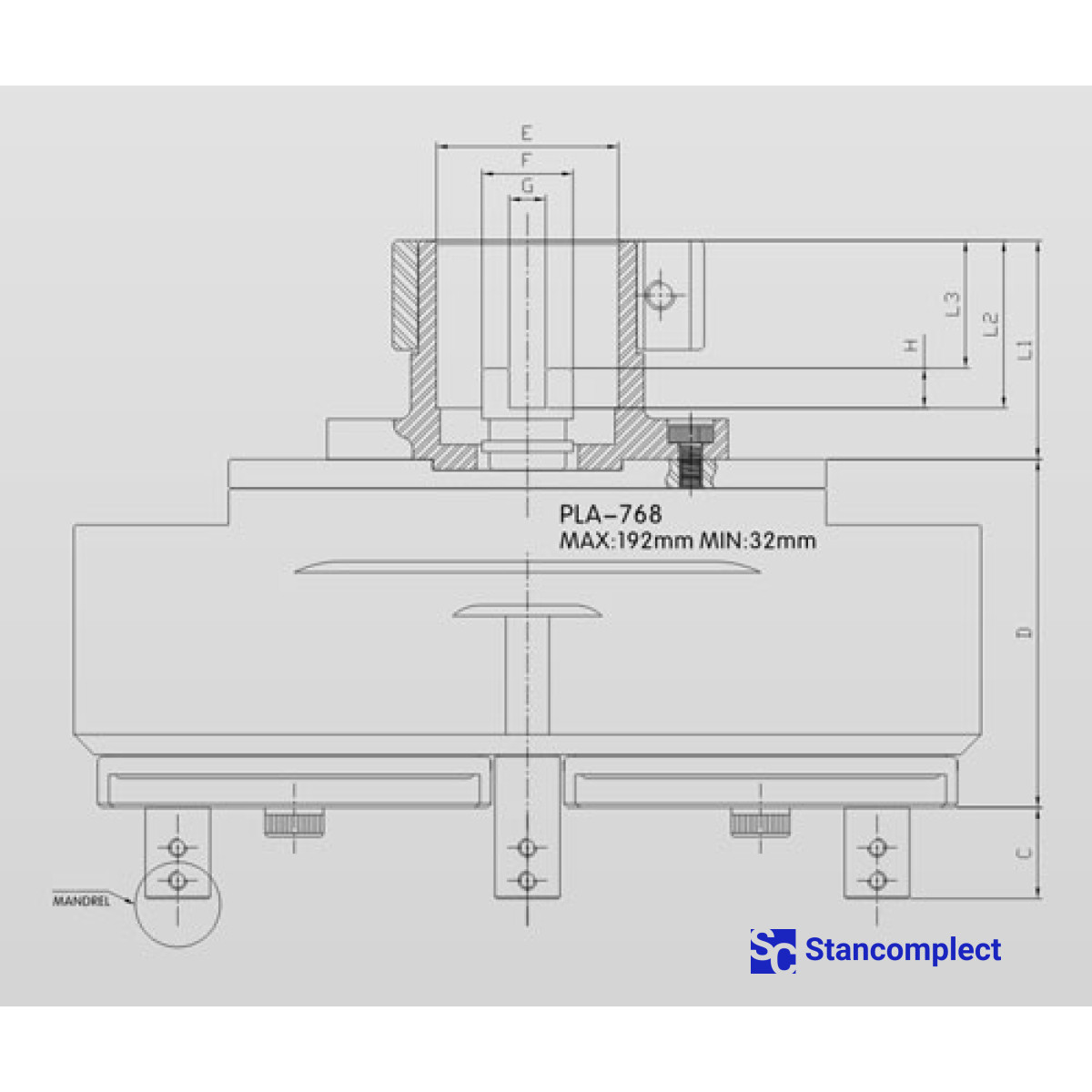 3-spindle drilling head with adjustable spindle spacing 32–192 mm