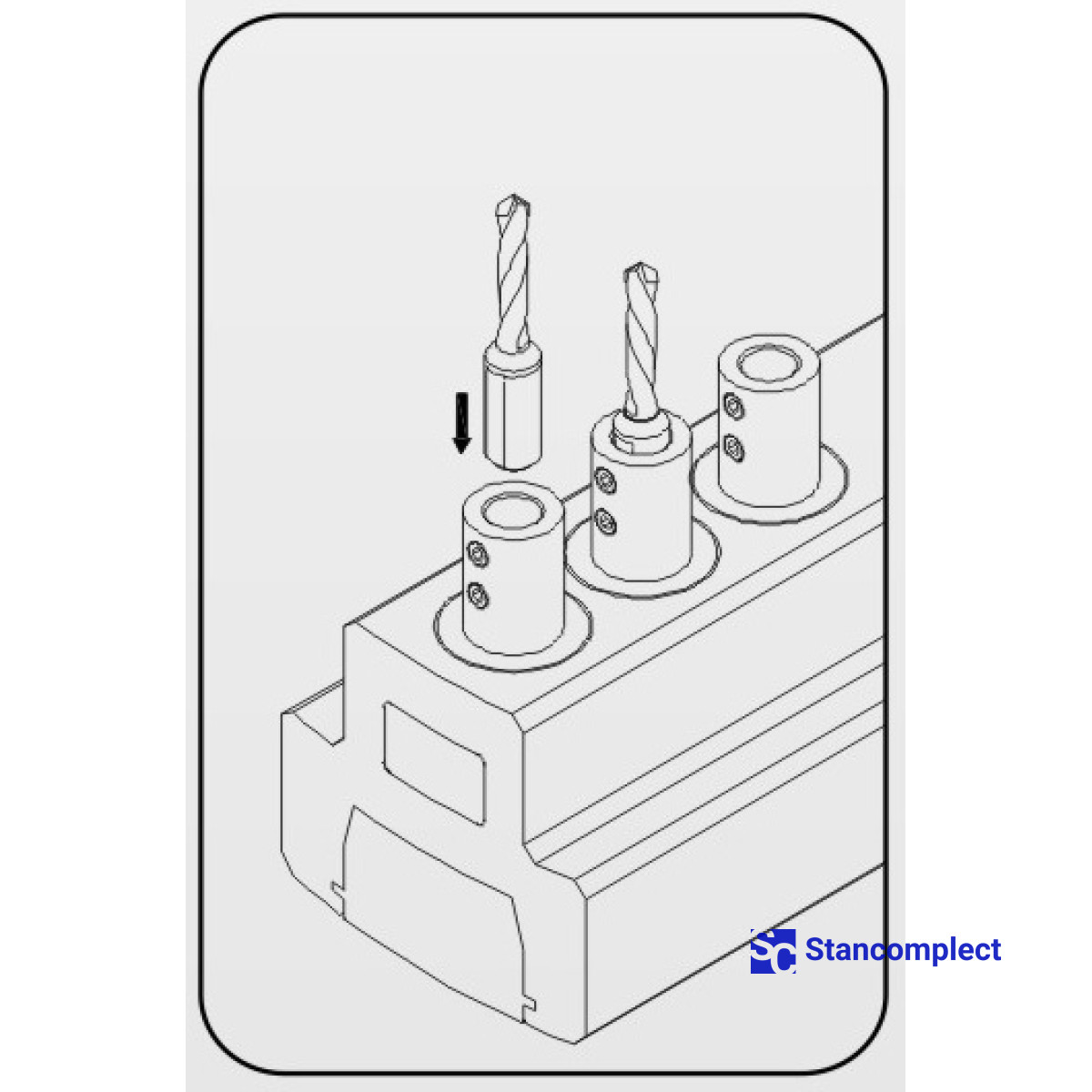 7-spindle drilling head with fixed spindle spacing