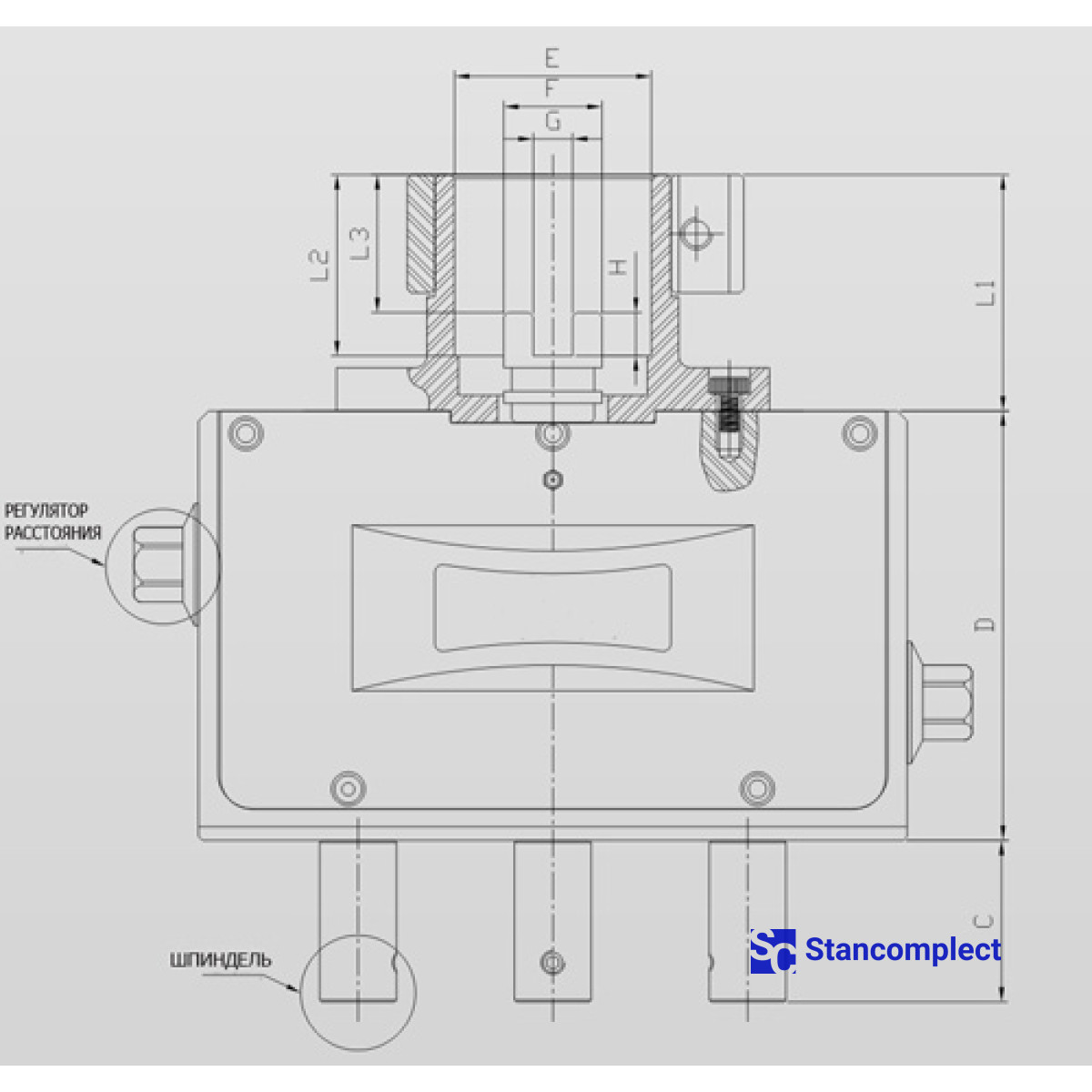 3-spindle drilling head for metal with adjustable spindle spacing 20–100 mm