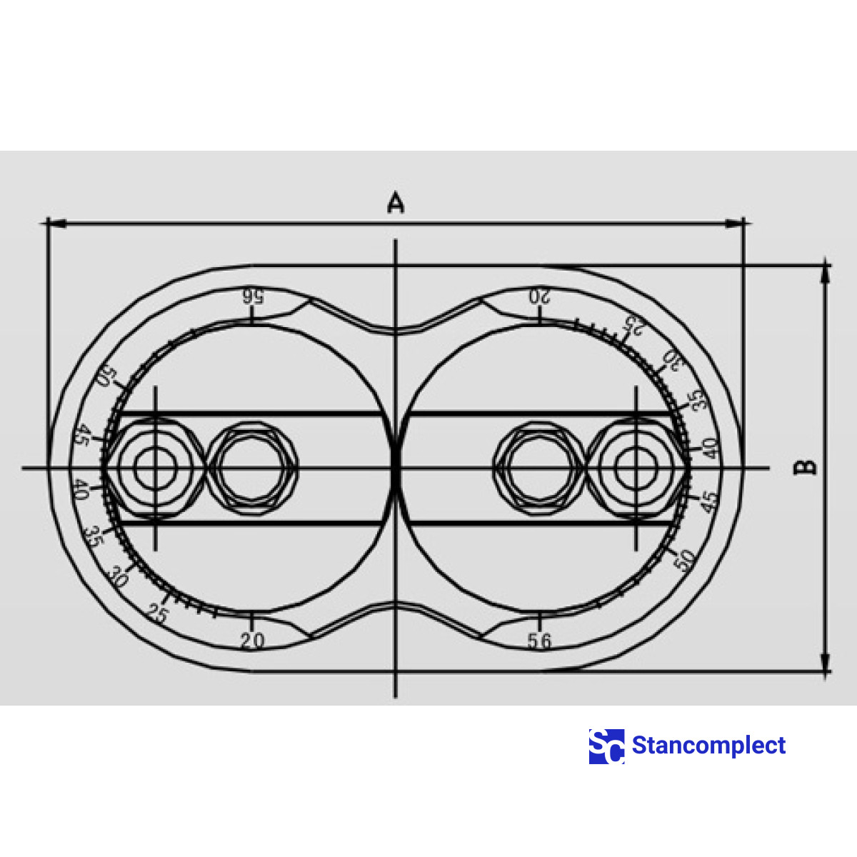 Свердлильна головка для металу на 2 шпинделі із регулюванням відстані між шпинделями 18–90 мм