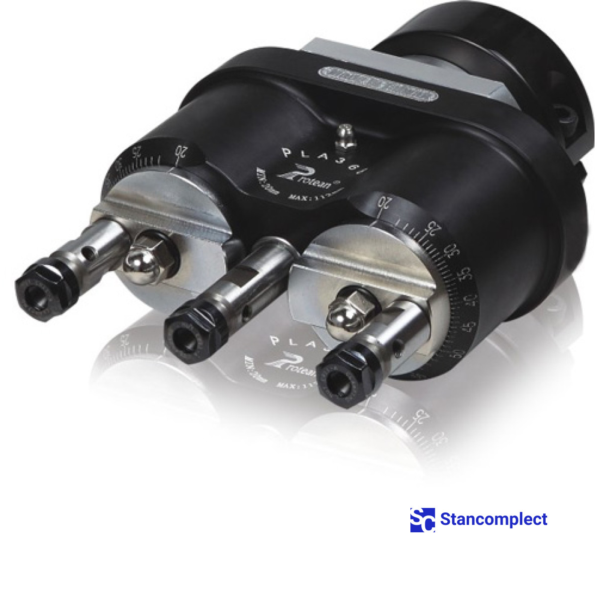 3-spindle drilling head for metal with adjustable spindle spacing 20–112 mm