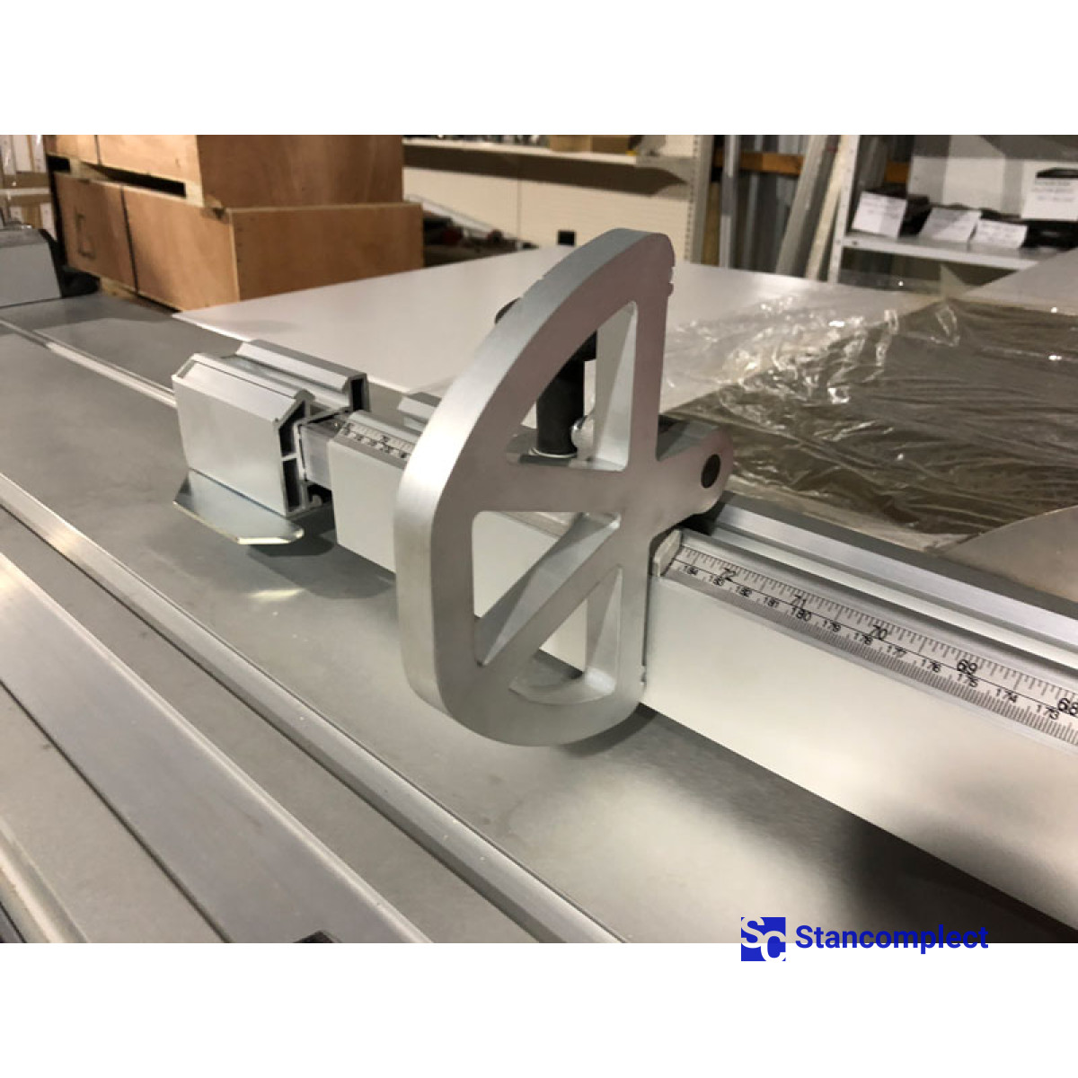 Ruler for sliding table saw SCM S315WS complete with folding stops
