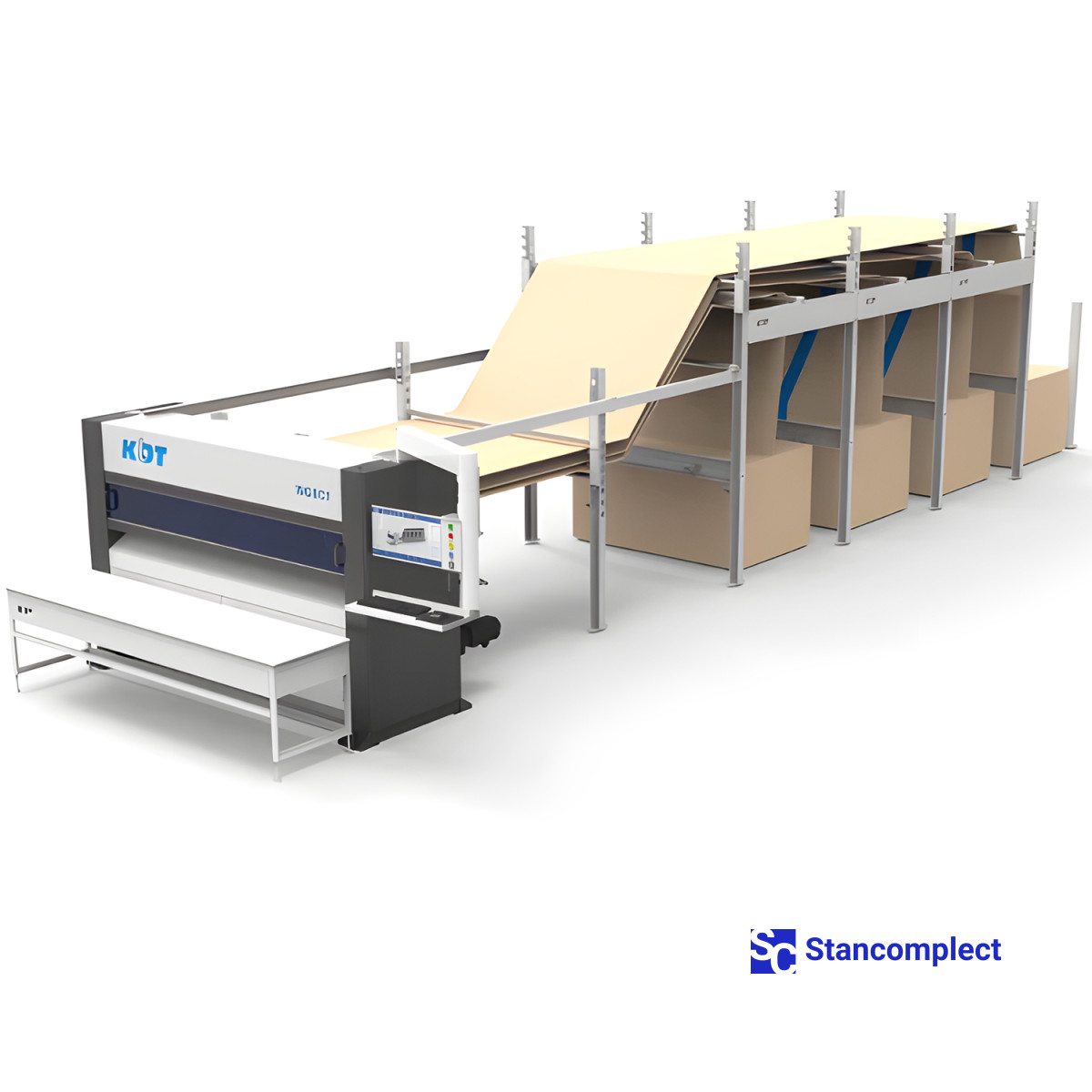 Packaging line for packing cabinet furniture parts KDT