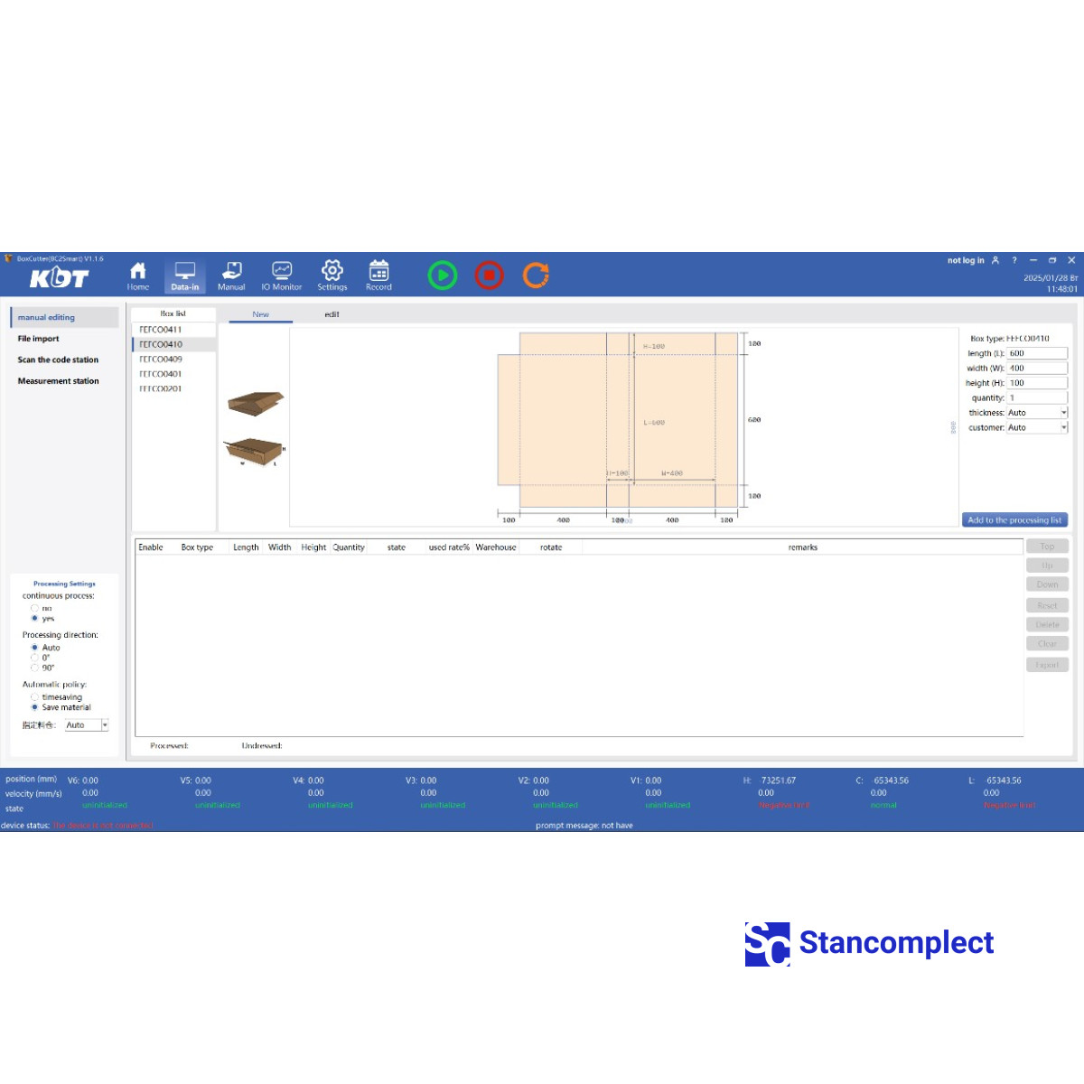 Cardboard Box Making Machine KDT WG8C1H4P4 for fanfold corrugated cardboard