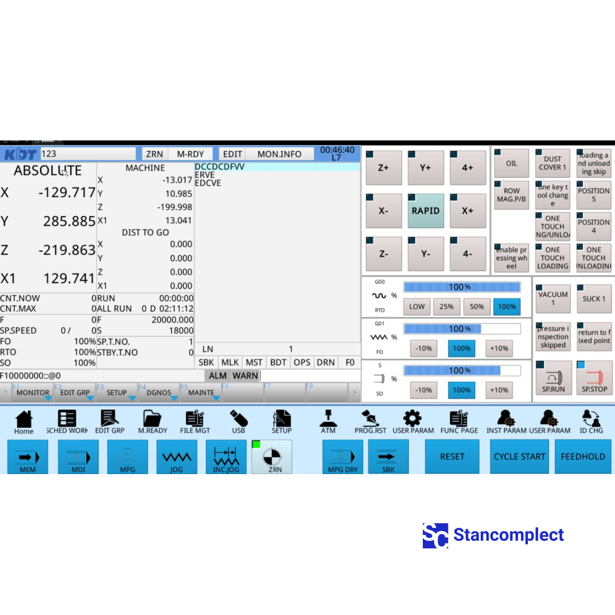 CNC machining center KN-2710DL Label, processing area 3100x2150 mm