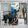 Edge banding machine KDT KE-268JSA with corner rounding unit, top glue bath and pneumatic reconfiguration of units