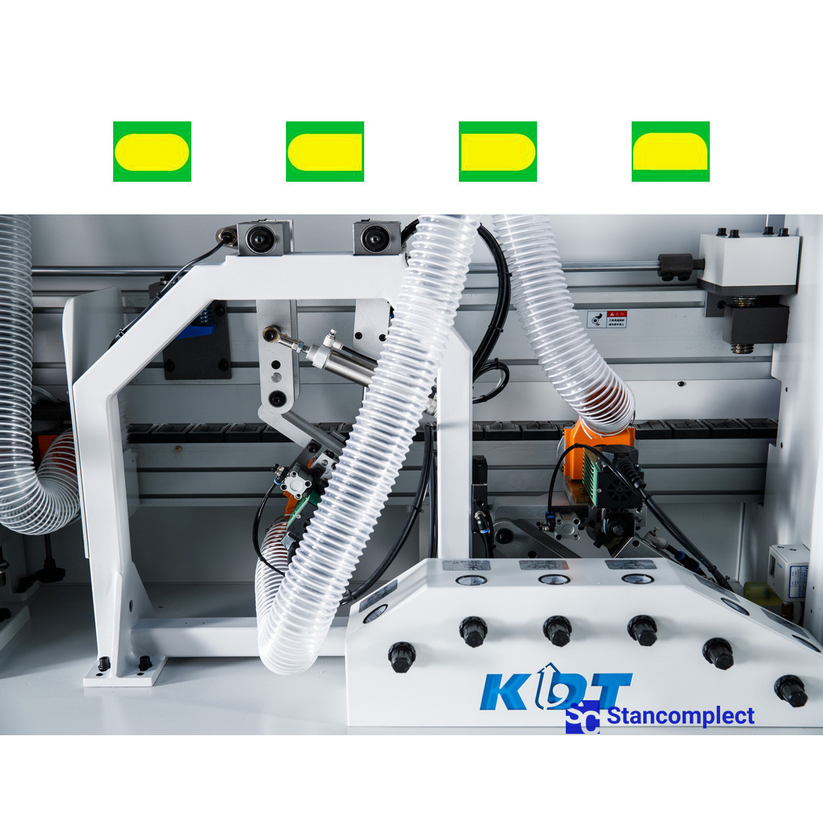 Edge banding machine KDT KE-665JSMA with a contouring unit, jointing and pneumatic reconfiguration of units