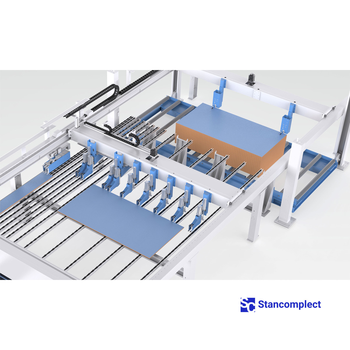 Úhlová CNC velkoplošná pila KS-4522HLS se zadním plněním a dvojitým tlačníkem