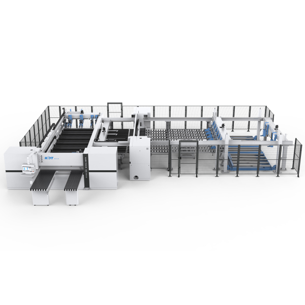 Úhlová CNC velkoplošná pila KS-4522HLS se zadním plněním a dvojitým tlačníkem, výška dávkového řezu 120 mm, rozměr 4300x2100 mm