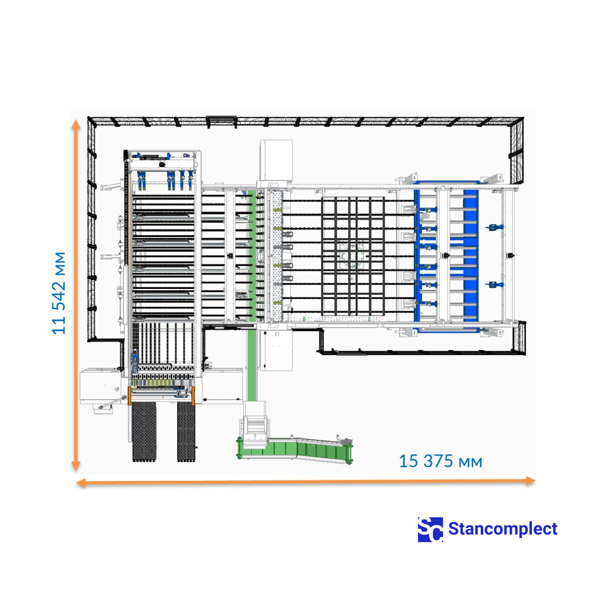 Úhlová CNC velkoplošná pila KS-4522HLS se zadním plněním a dvojitým tlačníkem