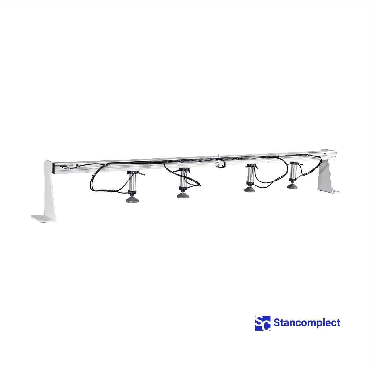 Pneumatic clamping beam assembly for sliding table saws KDT