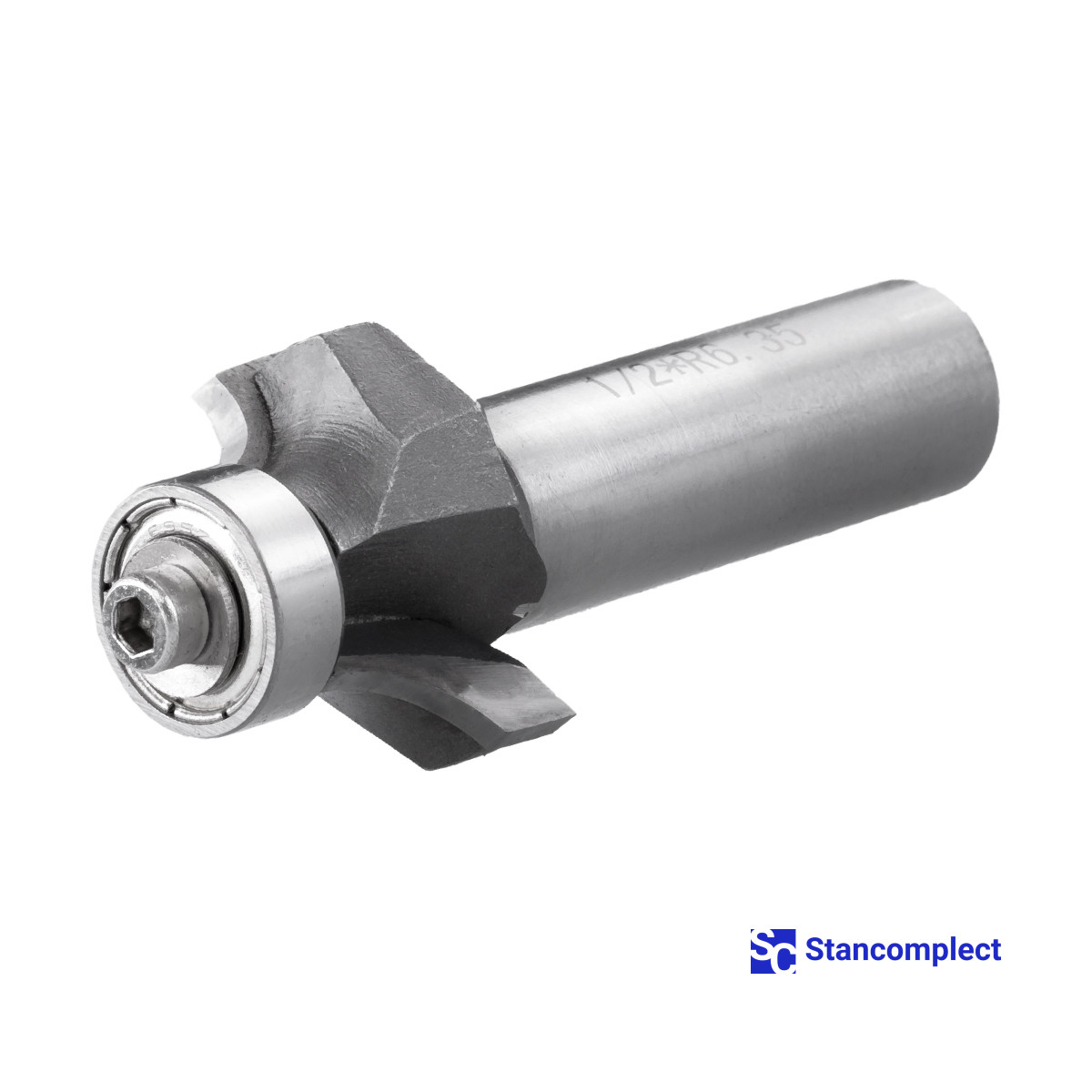 Two flute round over router bit with lower bearing R6,35-D25,4-l11-L51-d12,7