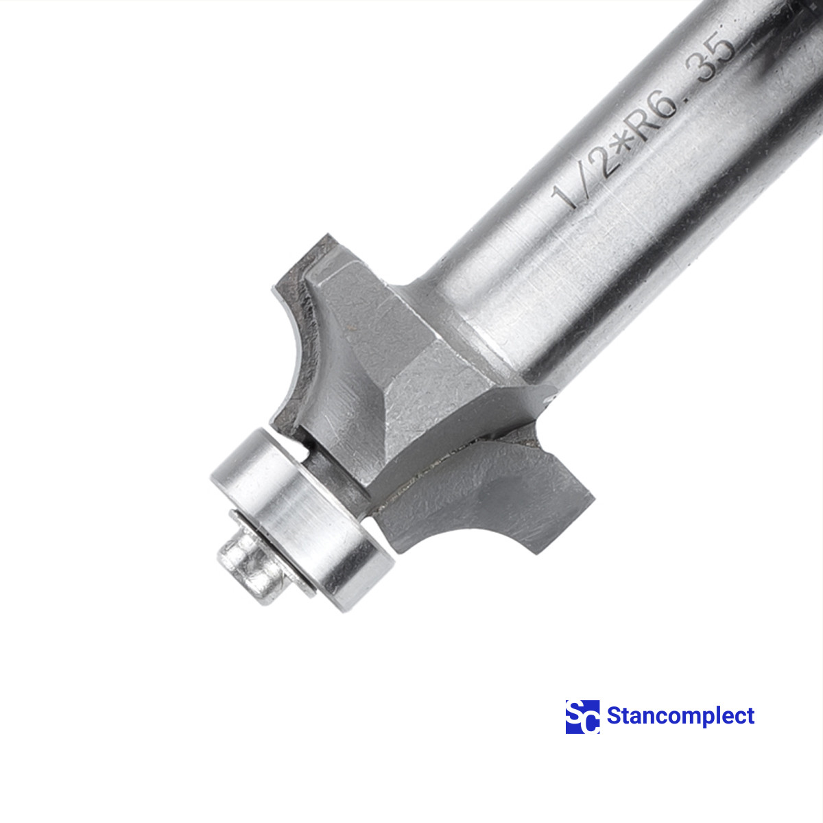 Two flute round over router bit with lower bearing R6,35-D25,4-l11-L51-d12,7