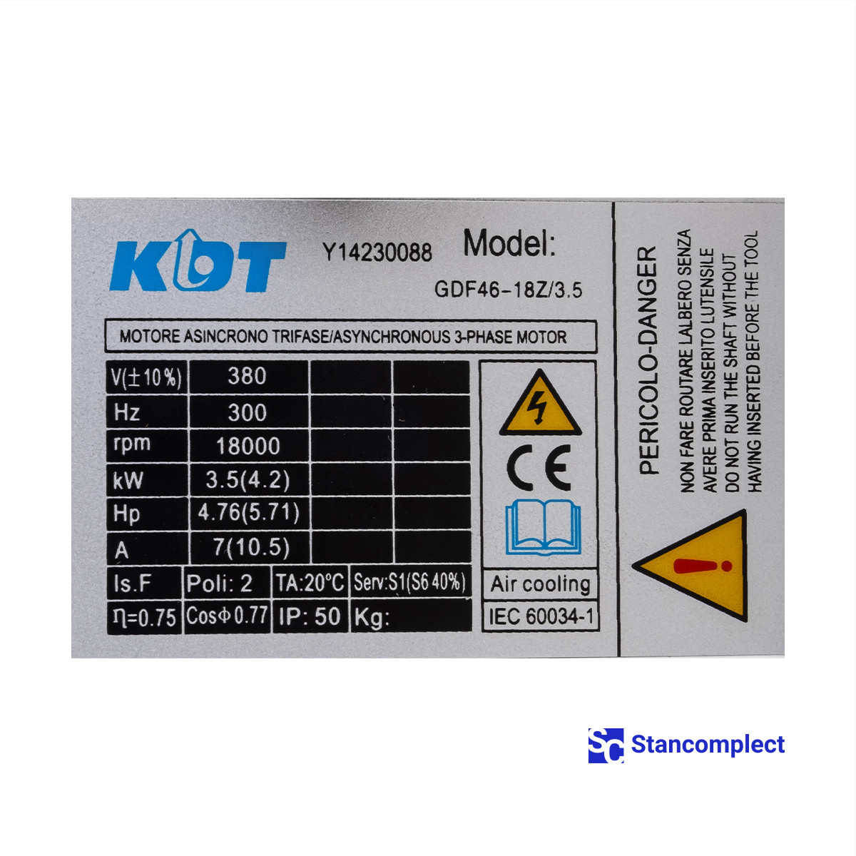 Electrospindle 3.5 kW 60010010006 lower for CNC drilling centers KDT