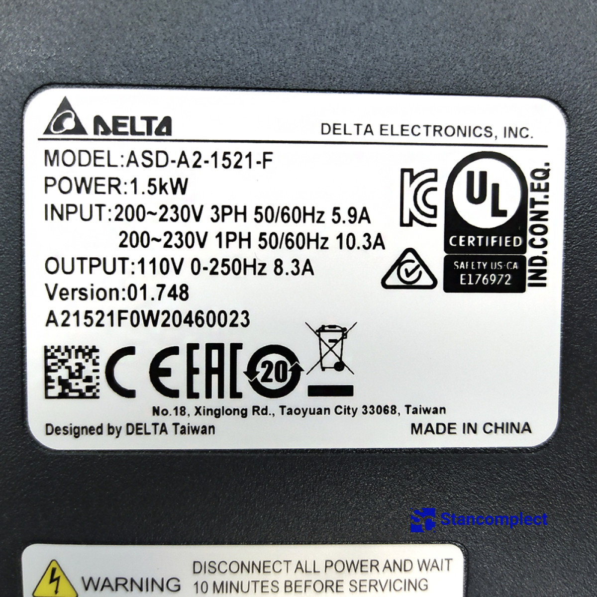 Servo drive DELTA ASD-A2-1521-F for CNC drilling centers KDT