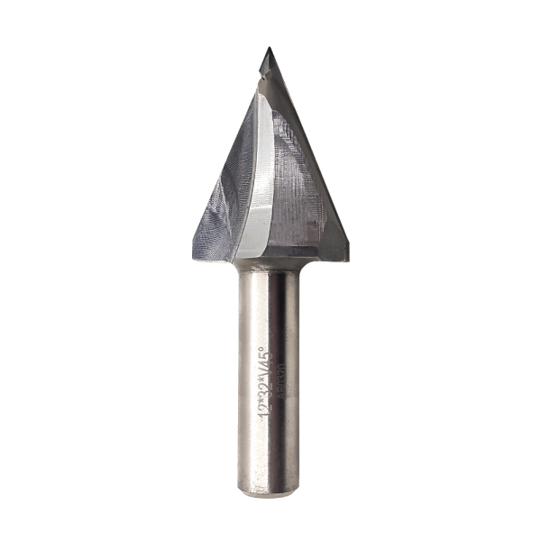 Diamond V-groove router bit D32 h42 d12 45°