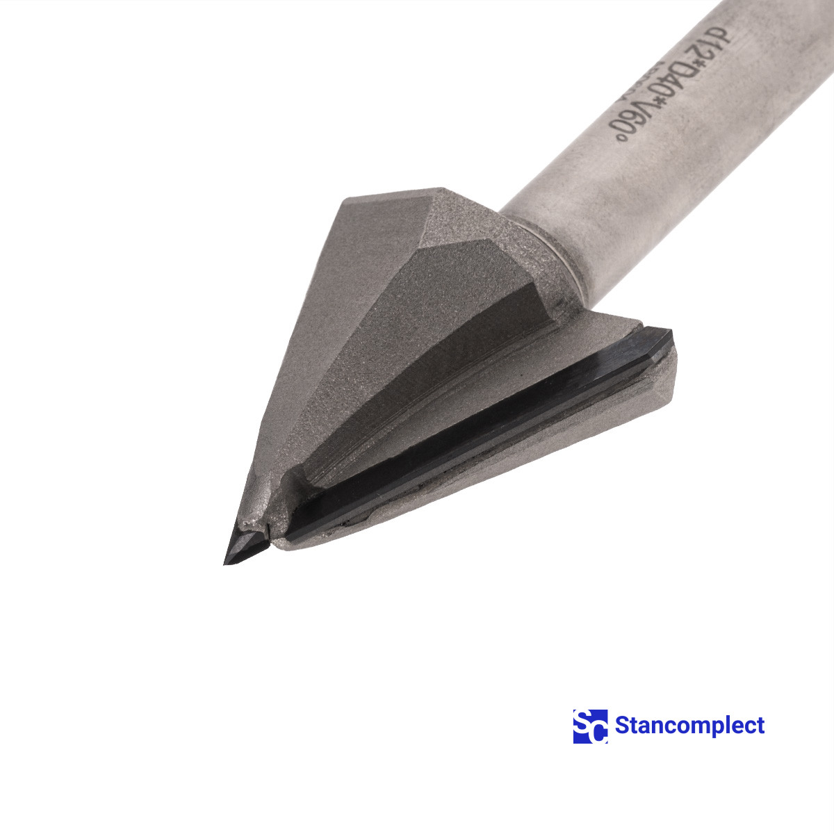 Diamond V-groove router bit D40 h40 d12 60°
