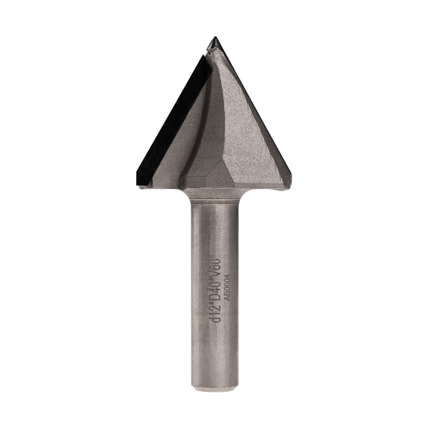 Diamond V-groove router bit D40 h40 d12 60°