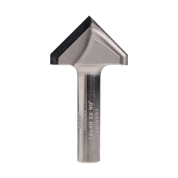 Diamond V-groove router bit D40 h27 d12 90°