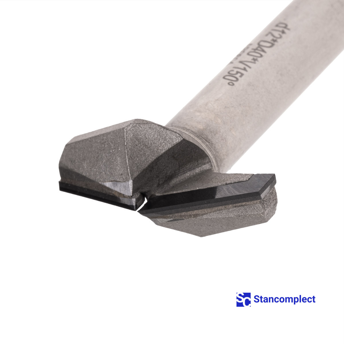 Diamond V-groove router bit D40 h15 d12 150°