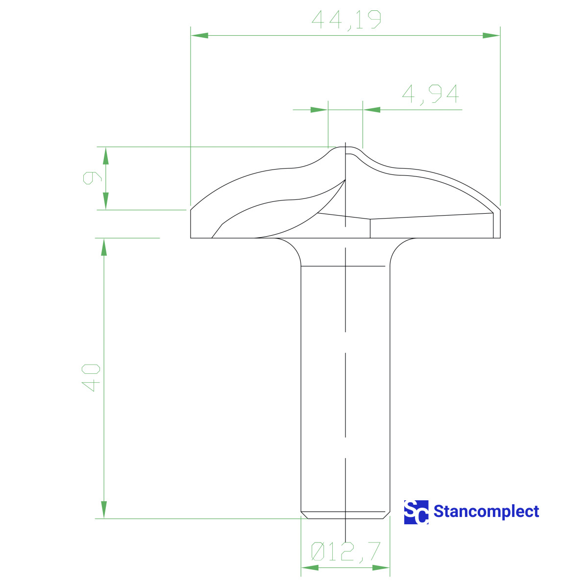 Diamond panel router bit D46 h15 d12