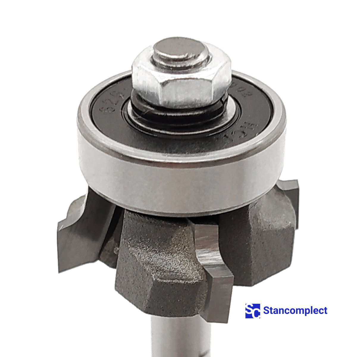 Round over router bit with lower bearing R1 for PVC edge trimming, shank 6.35 mm