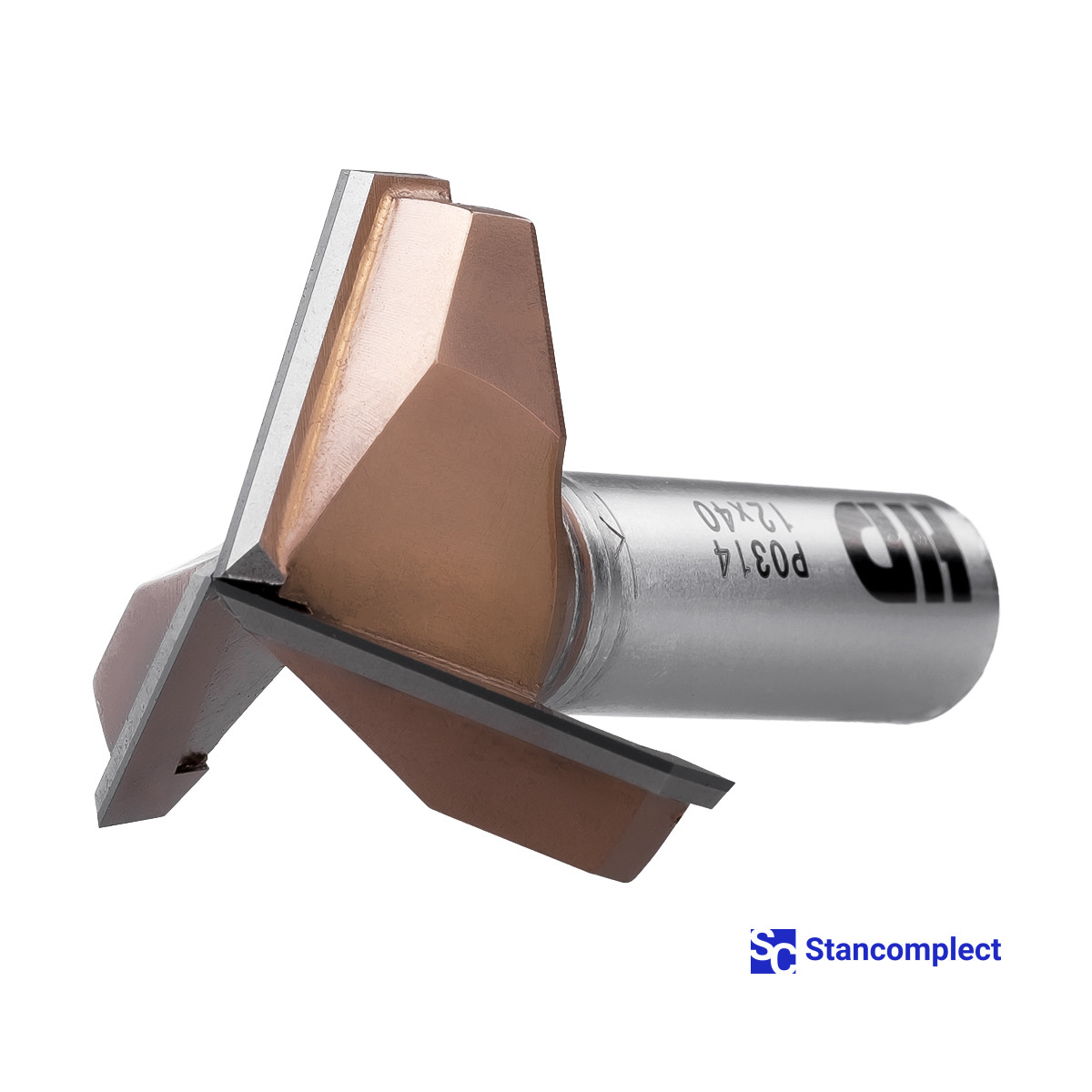 Diamond V-groove router bit D40 h16 d12 120° Z3 with coating