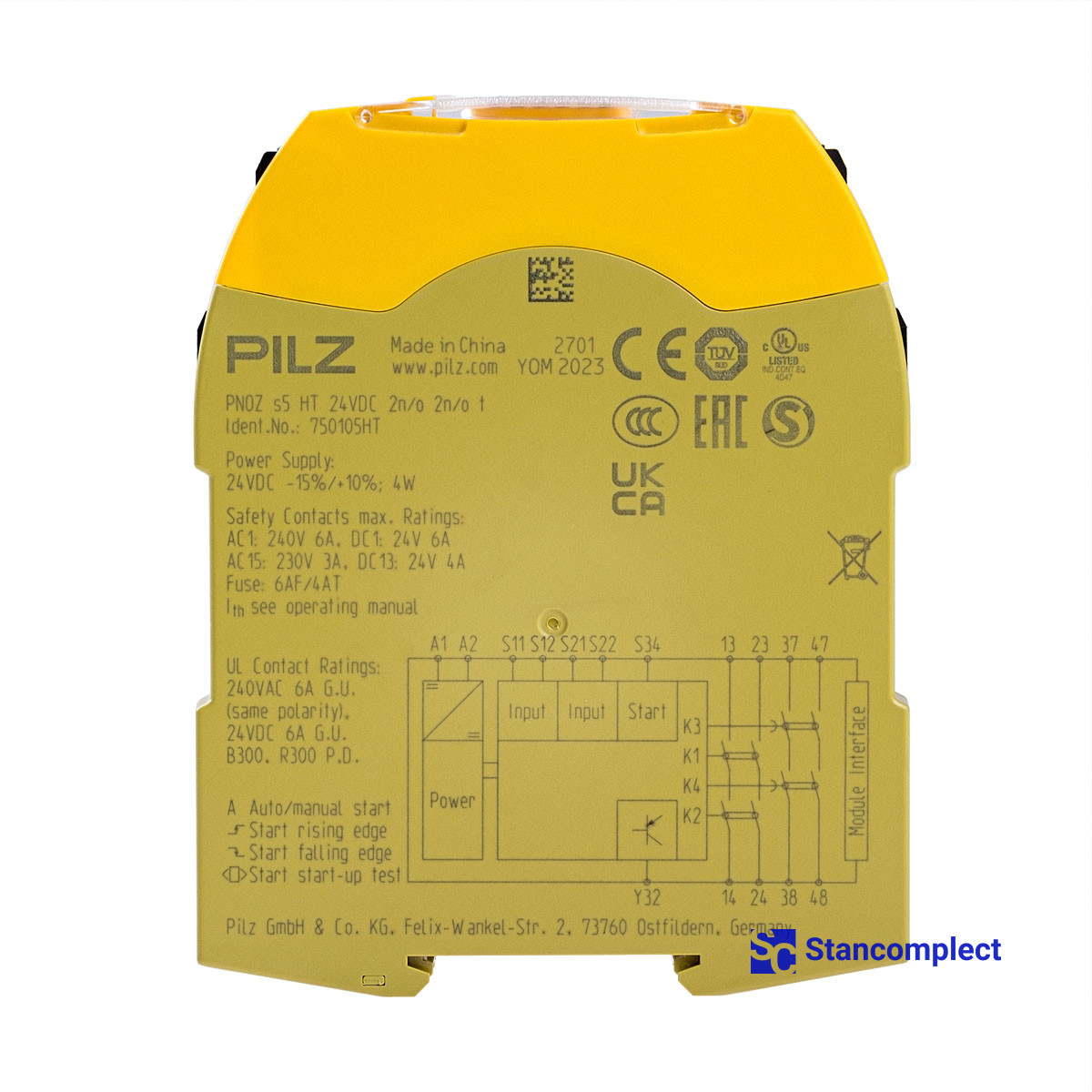 Модуль реле безпеки PILZ 750105HT PNOZ s5 HT 24 VDC 2n/0 2n/0 t