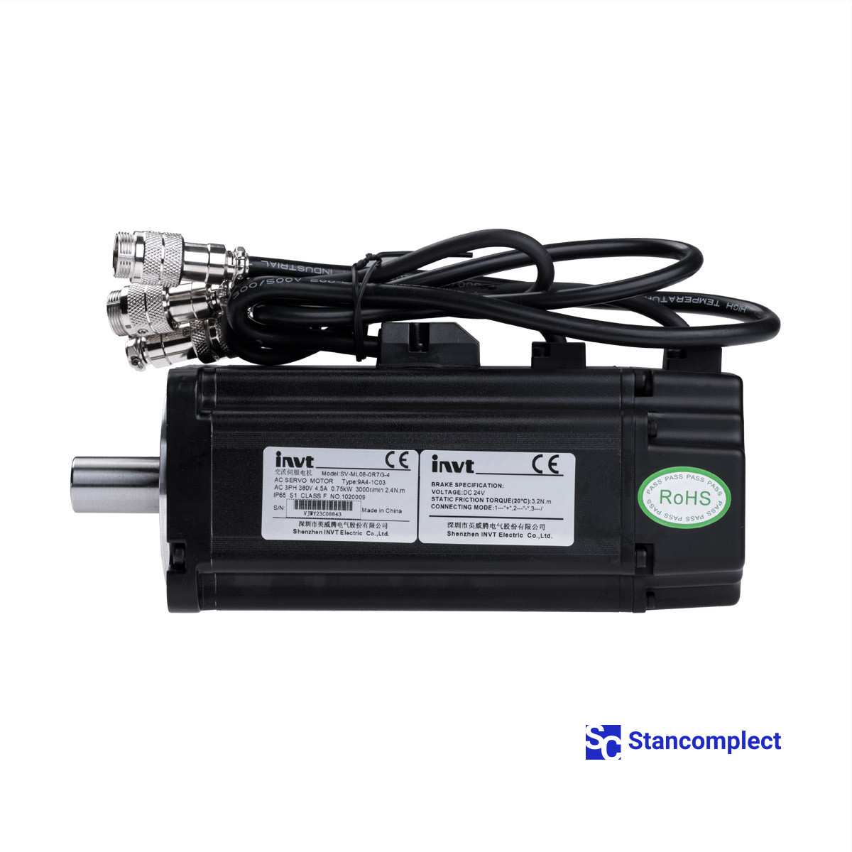 Servo motor INVT SV-ML08-0R7G-4-9A4-1C03 for KDT CNC drilling centers