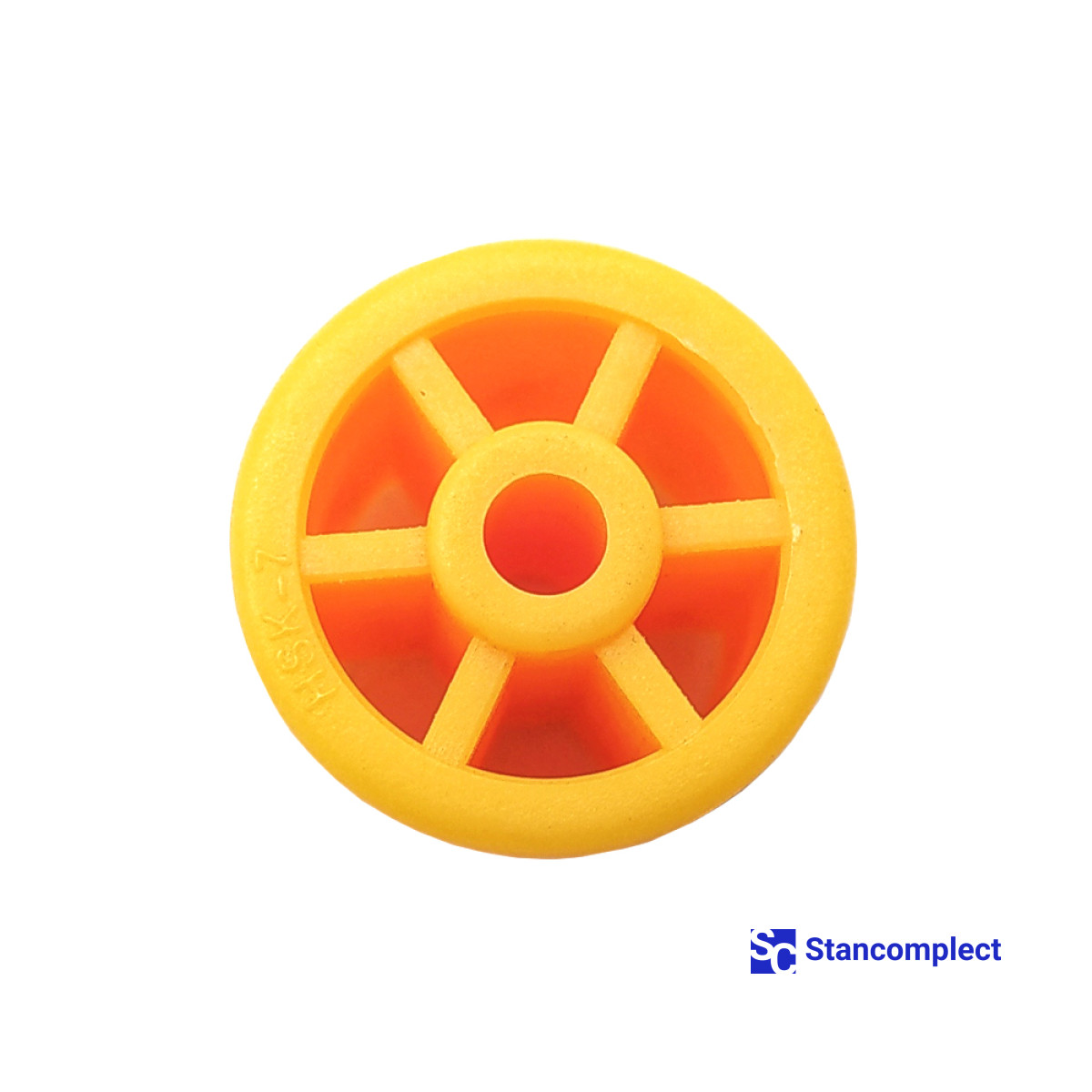 Plastic roller for roller conveyor 28x3x26 mm yellow for edge banding machine