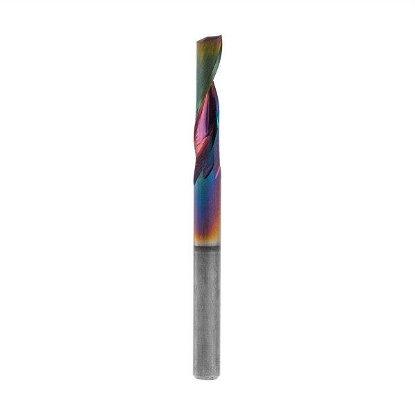 Spiral single flute router bit for aluminum D-3.175 mm, l-12 mm, L-38 mm with coating