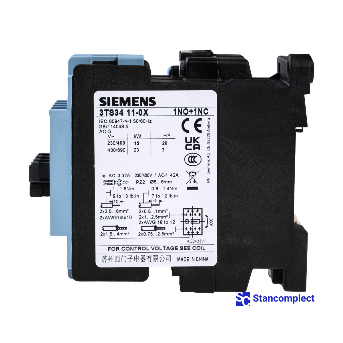 Contactor SIEMENS 3TS3411-0X for KDT edge banding machines