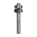 Two flute round over router bit with lower bearing R1-D15-l9-L52-d6