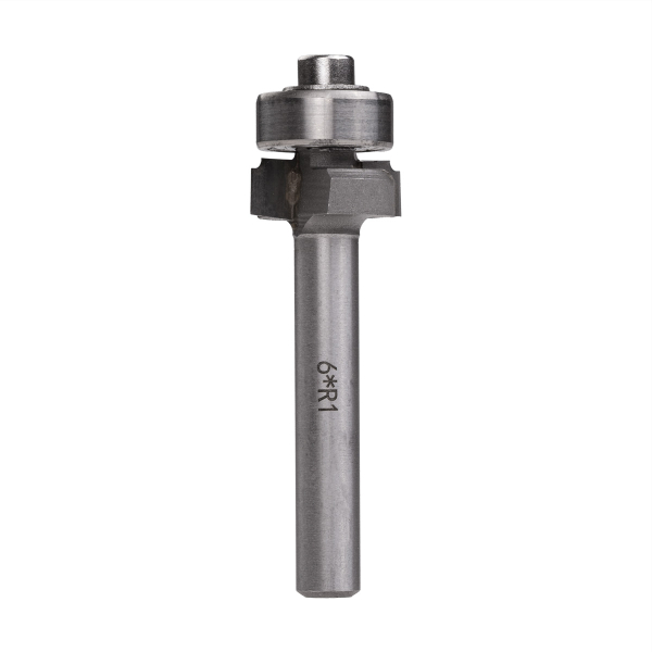 Round over router bit with lower bearing R1-D15-l9-L52-d6