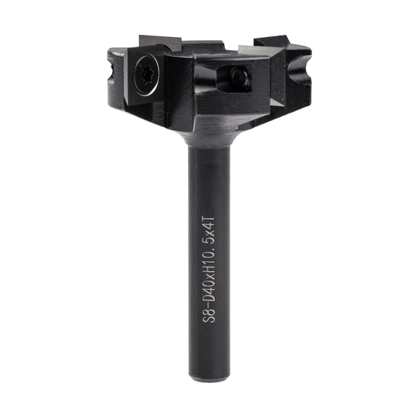 Carbide surfacing router bit D40 h10.5 L65 d8 Z4 with replaceable blades