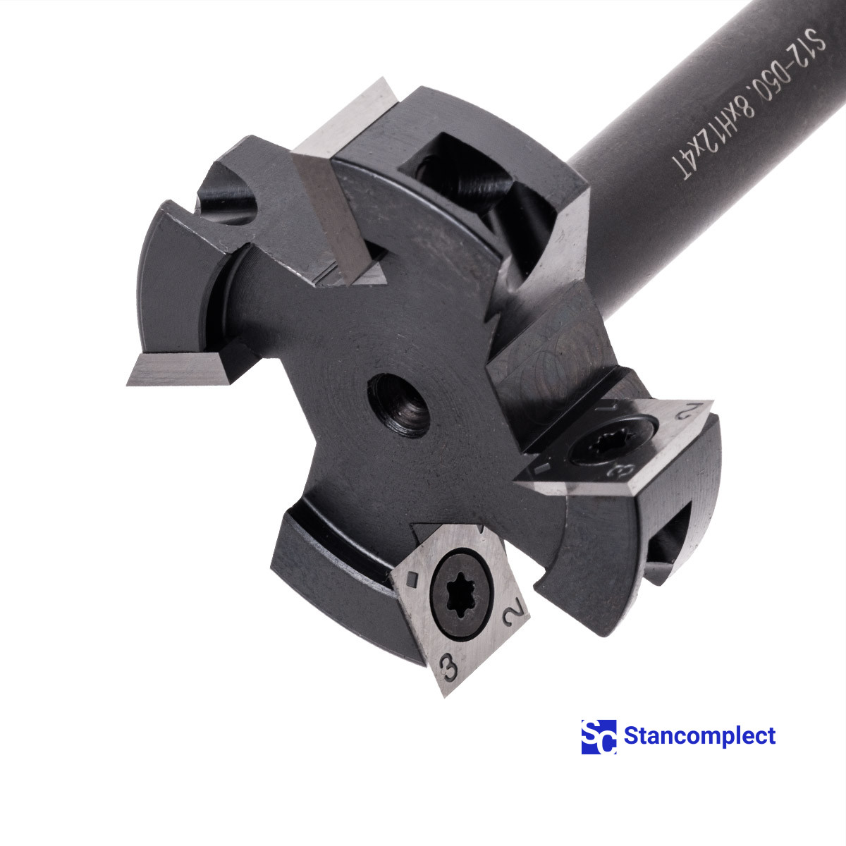 Carbide surfacing router bit D50,8 h12 L70 d12 Z4 with replaceable blades