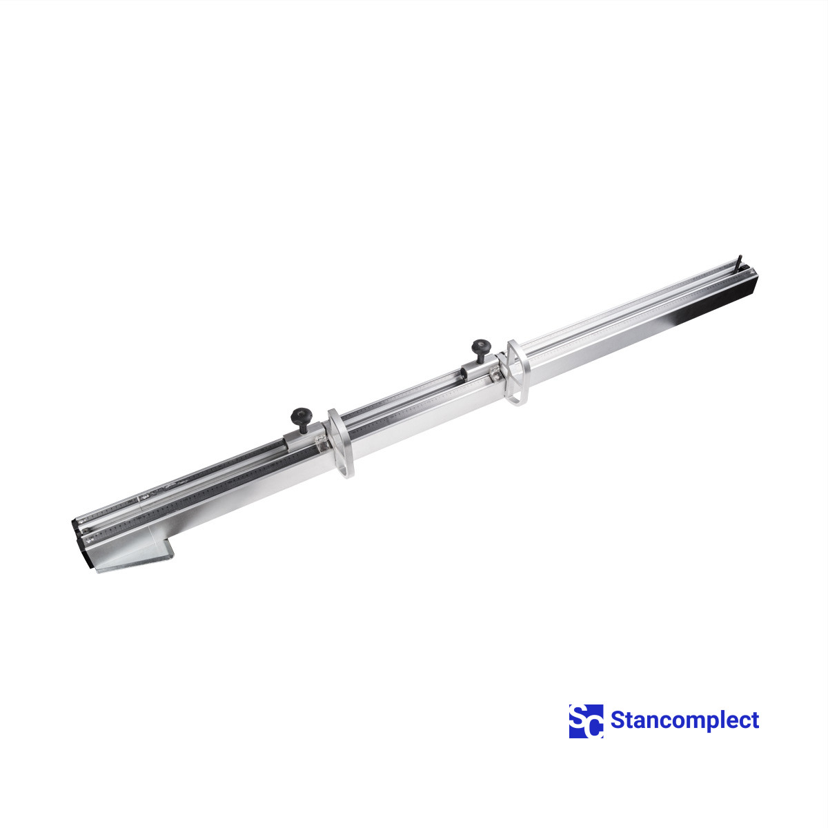 Telescopic ruler 84x76 mm for sliding table saw complete with folding stops