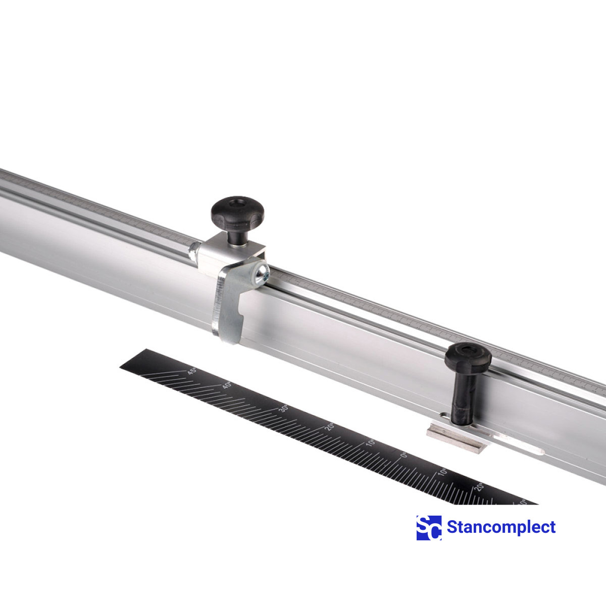 Angle ruler 900 mm with hinged stop and scale for sliding table saw