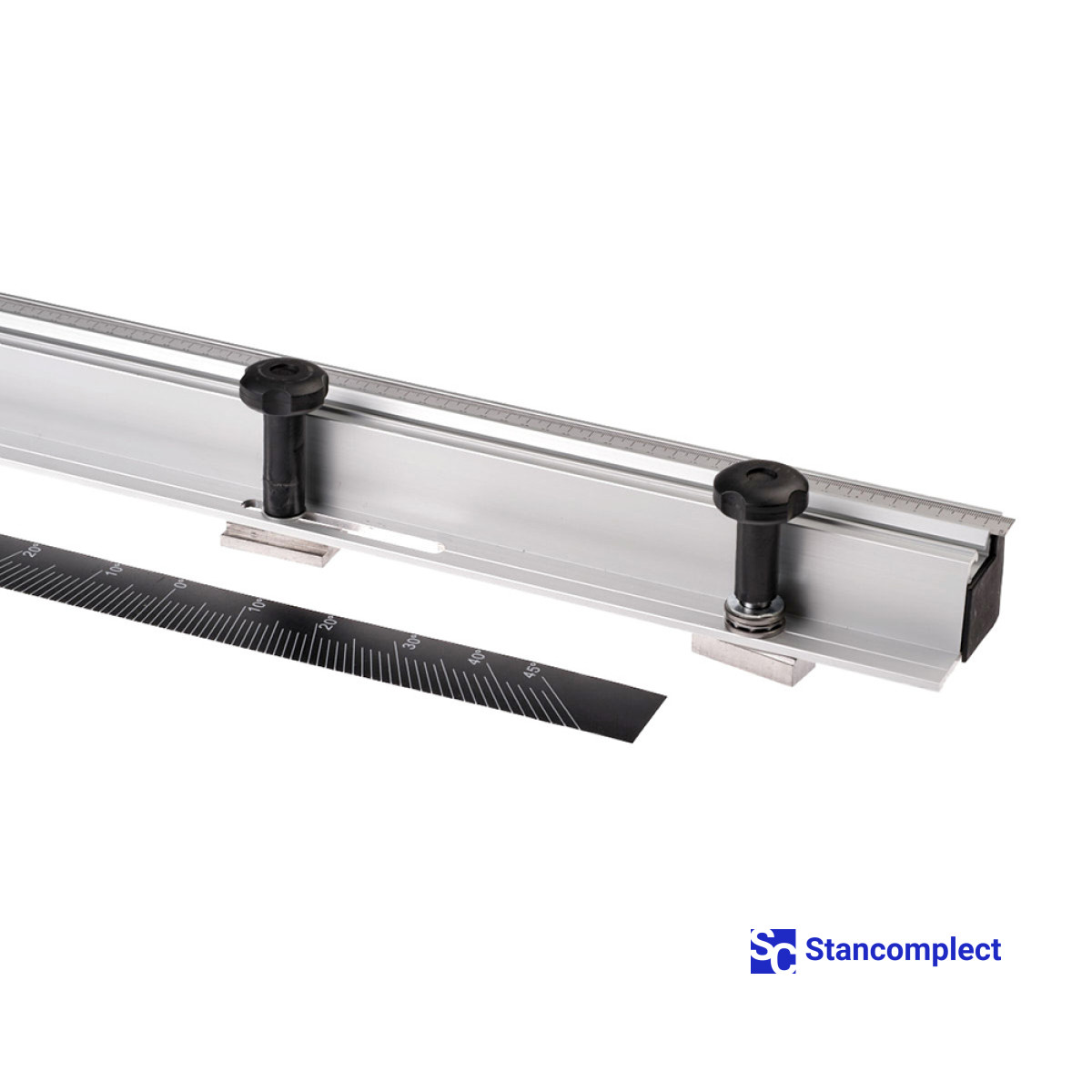 Angle ruler 900 mm with hinged stop and scale for sliding table saw