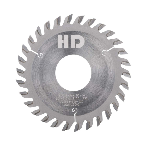 Grooving saw blade 100x4.0/2.8x30x30T for CNC drilling machines. Saw cut 4 mm