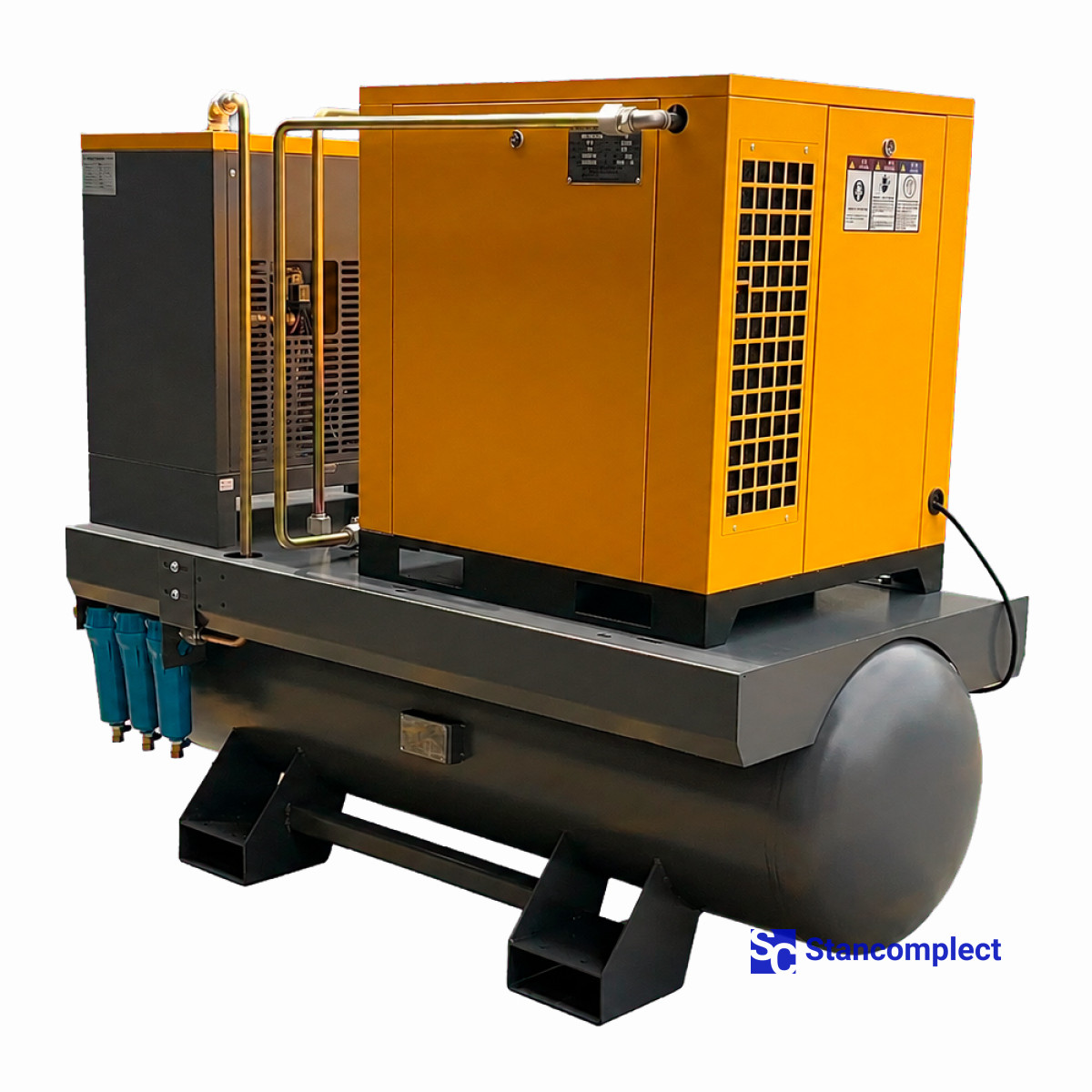 Variable-speed direct-drive screw compressor AirHorse BPM-15A-S-300 VSD (capacity 1.4 m³/min, pressure 10 bar) with air receiver and refrigerated air dryer