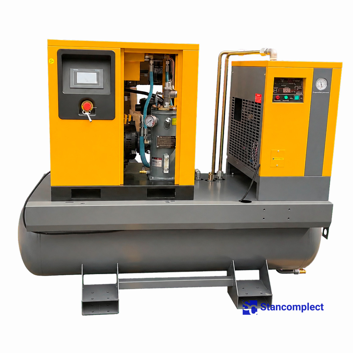 Variable-speed direct-drive screw compressor AirHorse BPM-15A-S-300 VSD (capacity 1.4 m³/min, pressure 10 bar) with air receiver and refrigerated air dryer